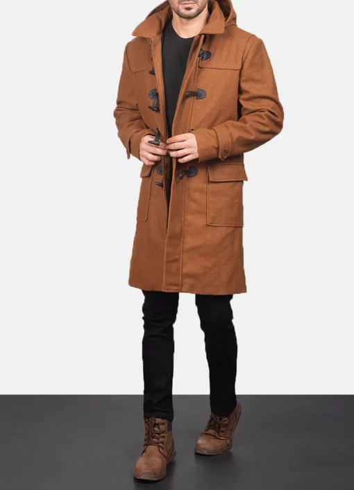 Mens Duffle Hooded Coat - Image 2