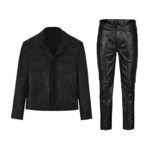 Mens Elvis Presley Black Leather Suit