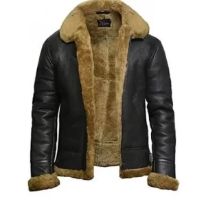Mens Faux Shearling B3 Flight Leather Jacket