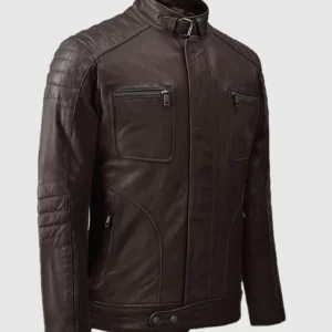 Alternative view of Men's Firefly Moto Brown Biker Leather Jacket