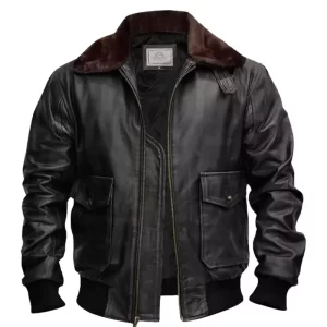 Mens G-1 Flight Distressed Black Aviator Jacket