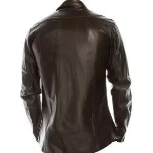 Alternative view of Men Genuine Button Down Classic Leather Shirt