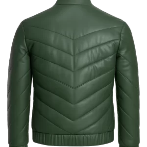 Alternative view of Men’s Green Puffer Leather Jacket