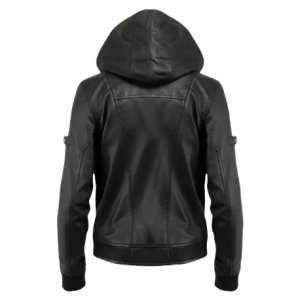 Alternative view of Men’s Hooded Black Leather Jacket