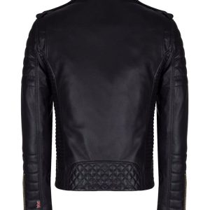 Alternative view of Mens Lambskin Motorcycle Black Leather Jacket