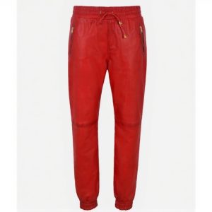 Mens Leather Jogging Bottom Trousers