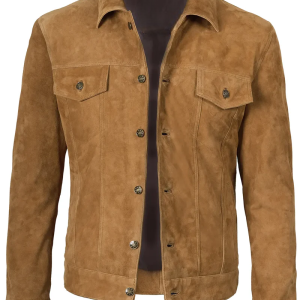 Logan Light Brown Trucker Suede Jacket