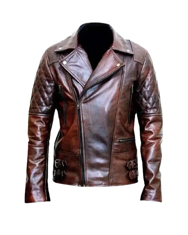 Mens Motorcycle Distressed Brown Jacket