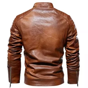 Alternative view of Men Motorcycle Windbreaker Slimfit Leather Jacket