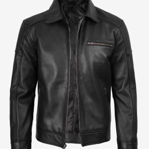 Men's Neville Harrington Black Lambskin Leather Jacket