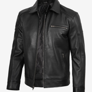 Alternative view of Men's Neville Harrington Black Lambskin Leather Jacket