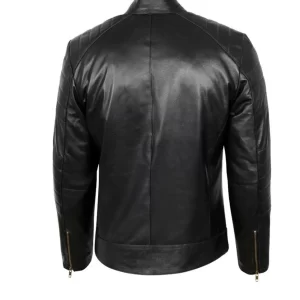 Alternative view of Mens Padded Shoulder Black Leather Jacket