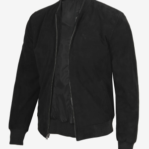 Men's Premium Suede Black Bomber Jacket