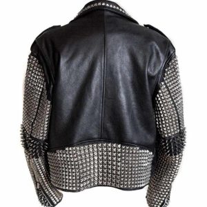 Alternative view of Mens Punk Studded Black Leather Jacket
