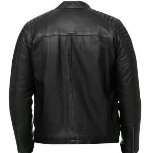 Alternative view of Men Quilted Biker Black Jacket
