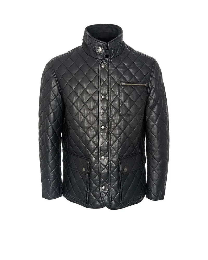 Men’s Quilted Black Cafe Racer Jacket