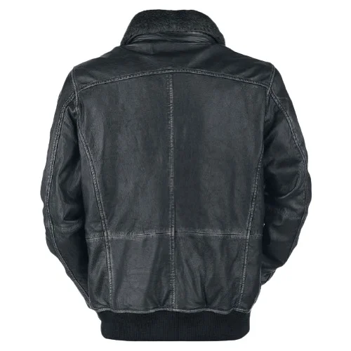 Mens Bike Racer Black Leather Jacket - Image 2