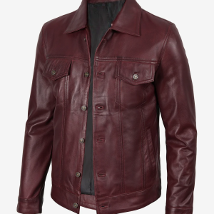 Alternative view of Men's Real Lambskin Leather Trucker Jacket