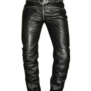 Men's Real Leather Biker Pants