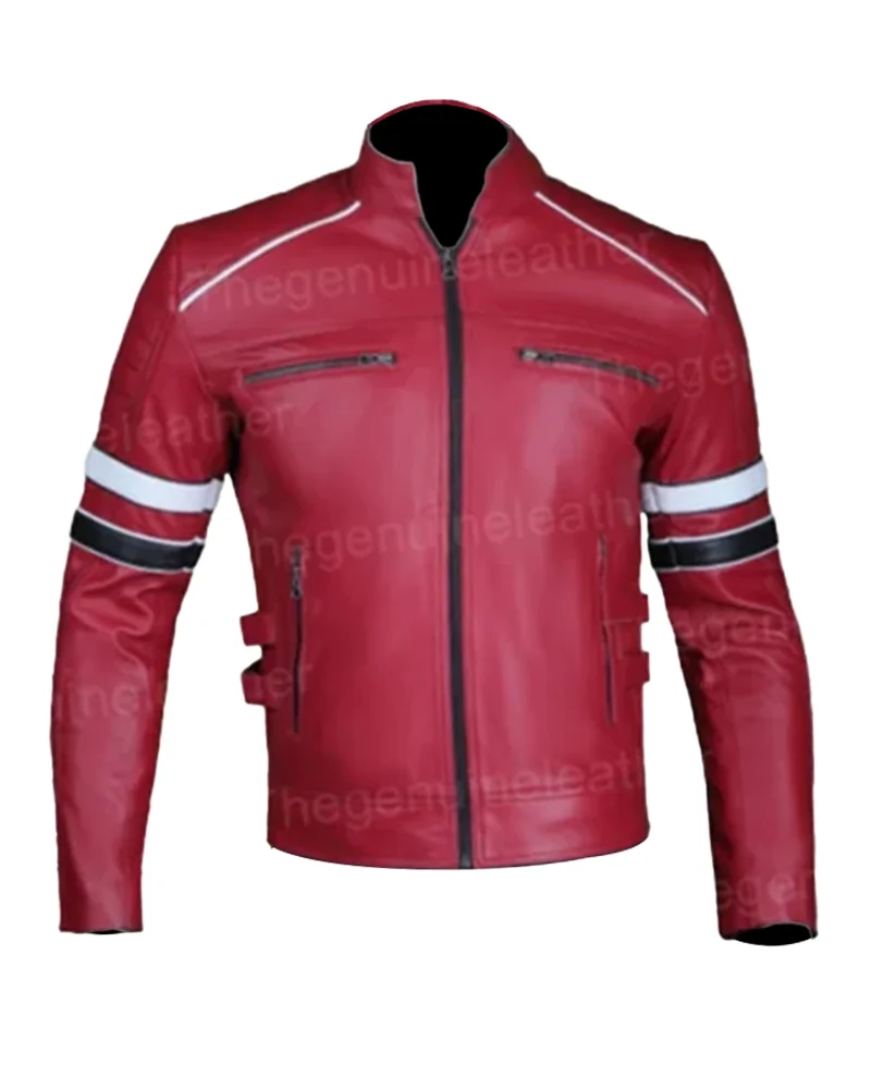 Mens Red Cafe Racer Jacket