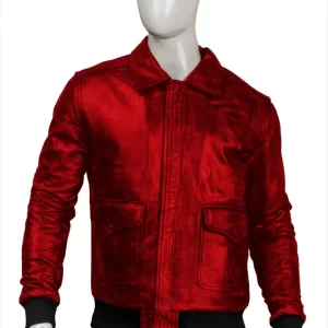 Alternative view of Mens Bomber Red Leather Jacket