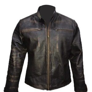 Alternative view of Mens Retro Cafe Racer Leather Jacket