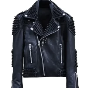 Mens Rock Punk Studded Biker Jacket