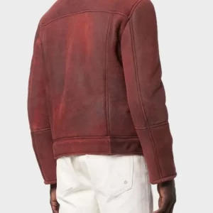 Alternative view of Men’s Aviator Burgundy Leather Jacket