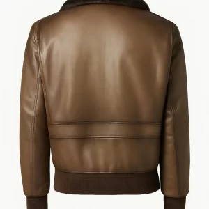 Alternative view of Men's Shearling Collar Bomber Leather Jacket