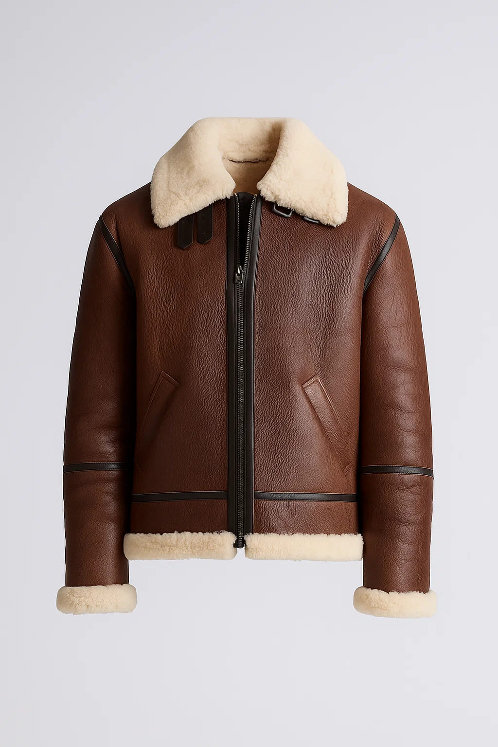 Mens Shearling Fur Bomber Leather Jacket