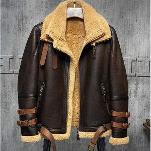 Alternative view of Men's Shearling Jacket B3 Flight Leather Jacket