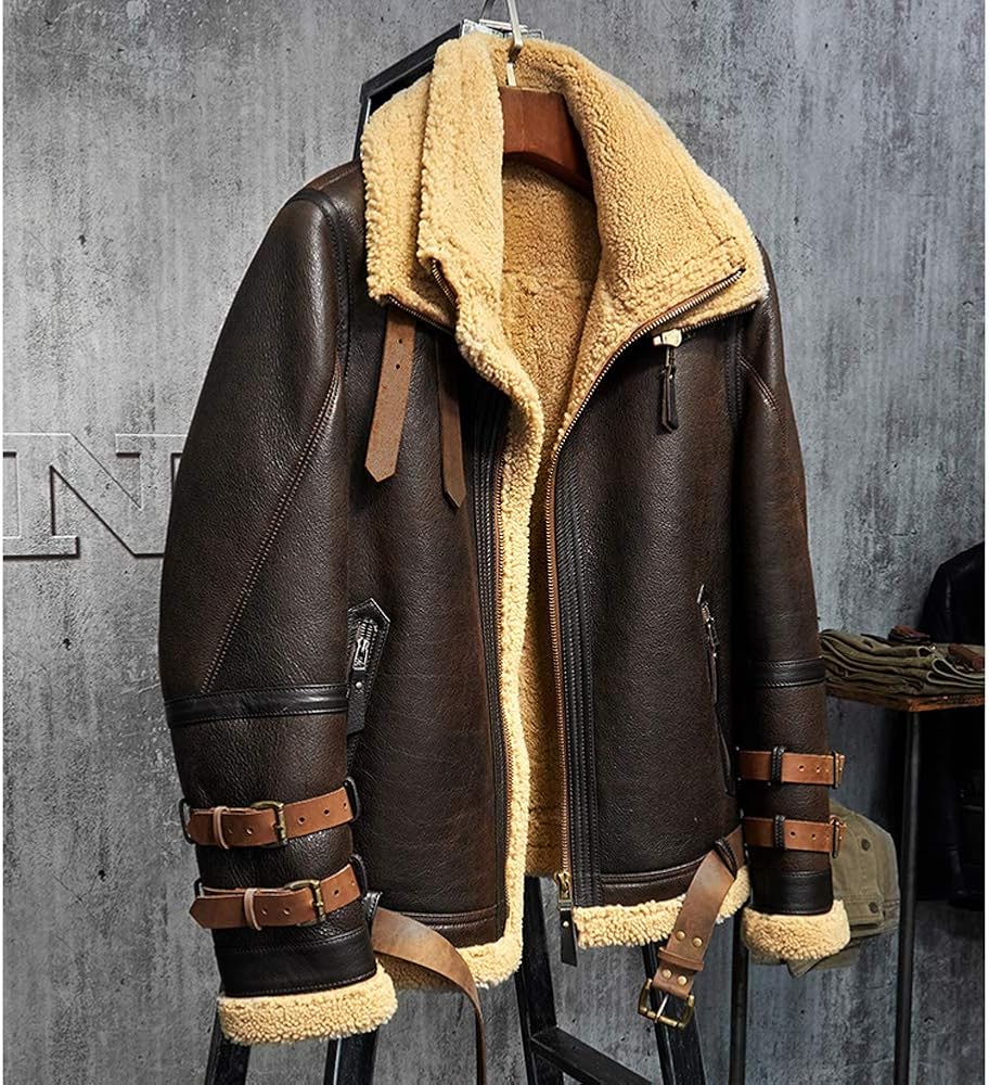 Men's Shearling Jacket B3 Flight Leather Jacket