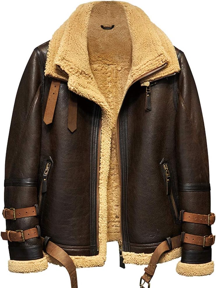 Men's Shearling Jacket B3 Flight Leather Jacket