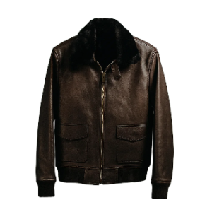 Alternative view of Mens Shearling Wool Collar Bomber Leather Jacket
