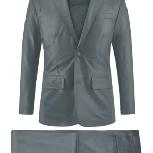 Mens Sherpa Gray Leather Suit