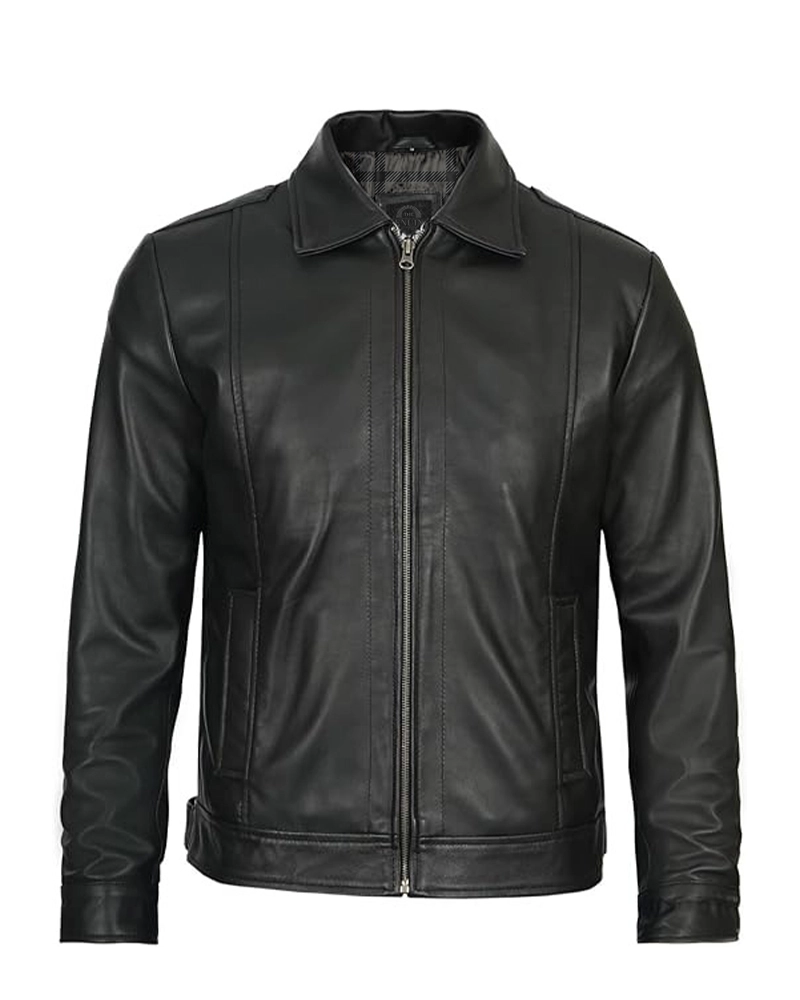 Men Simple Cafe Racer Jacket - Image 5