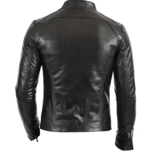 Alternative view of Stylish Black Leather Cafe Racer Jacket