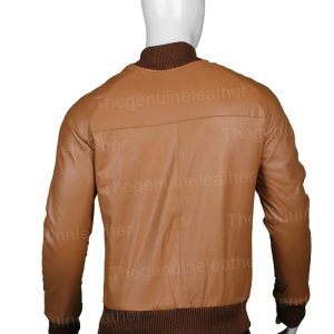 Alternative view of Mens Tan Brown Bomber Leather Jacket