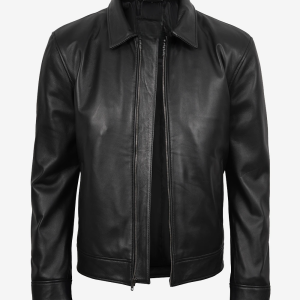 Men's Tony Black Leather Harrington Jacket