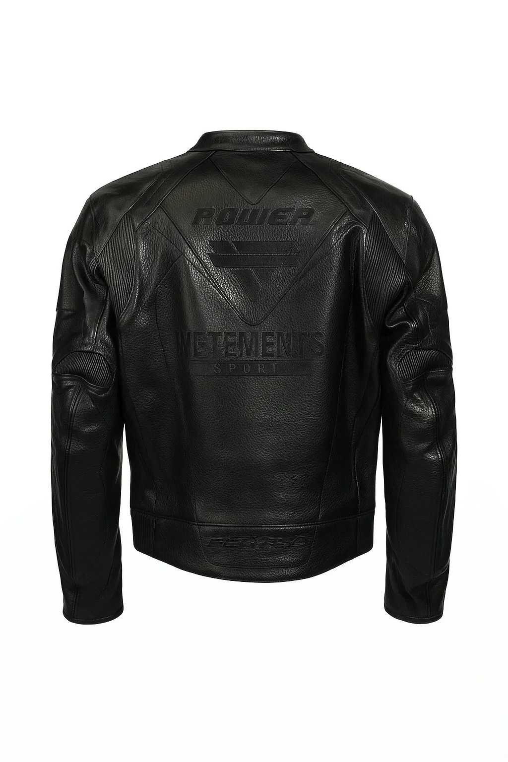 Men's Vetements Black Logo Leather Jacket - Image 2