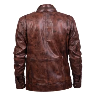 Alternative view of Mens Vintage Brown Distressed Leather Jacket