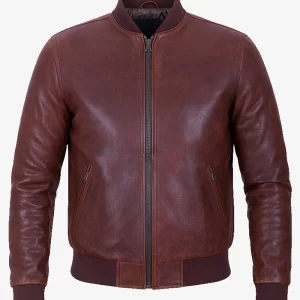 Men’s Vintage Brown Leather Bomber Jacket