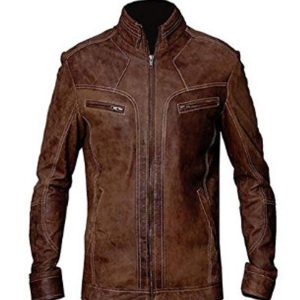 Alternative view of Mens Vintage Distressed Biker Leather Jacket