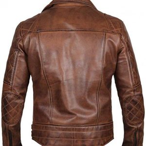 Alternative view of Men’s Vintage Quilted Brown Biker Jacket