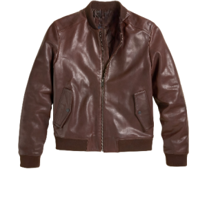 Men's Vintage Effect Leather Bomber Jacket
