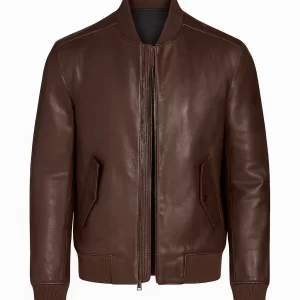Alternative view of Men's Vintage Effect Leather Bomber Jacket