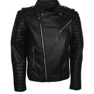 Mens Vintage Slim Fit Biker Leather Jacket