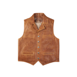 Mens Brown Western Cowboy Leather Vest