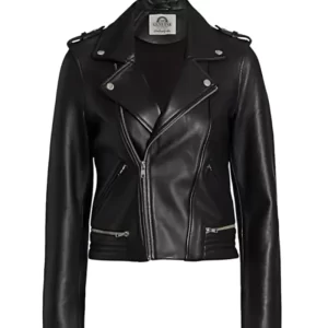 Moto Biker Black Leather Jacket