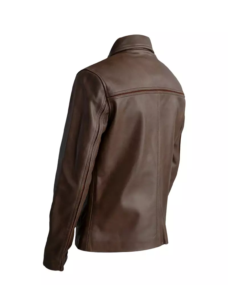 Men Mystical Pullup Brown Leather Jacket - Image 2